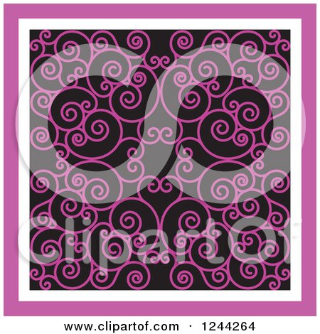 Clipart of a Background of Swirls Forming an Ornate Design in Pink - Royalty Free Vector Illustration by Lal Perera