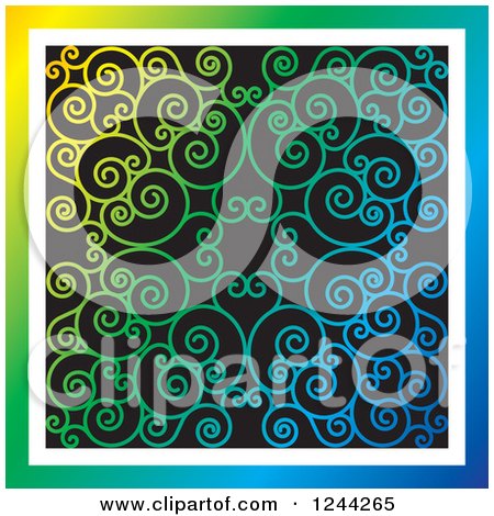 Clipart of a Gradient Background of Swirls Forming an Ornate Design - Royalty Free Vector Illustration by Lal Perera