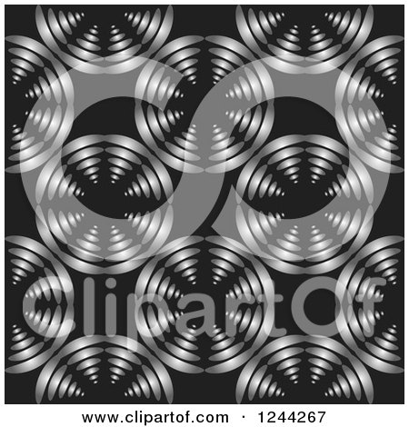Clipart of a Background of Silver Circles on Black - Royalty Free Vector Illustration by Lal Perera