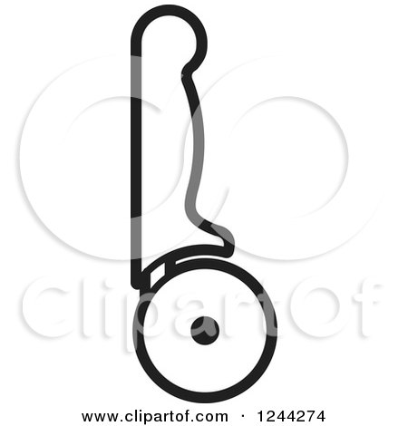 Clipart of a Black and White Pizza Cutter - Royalty Free Vector Illustration by Lal Perera