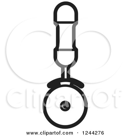 Clipart of a Black and White Pizza Cutter 2 - Royalty Free Vector Illustration by Lal Perera