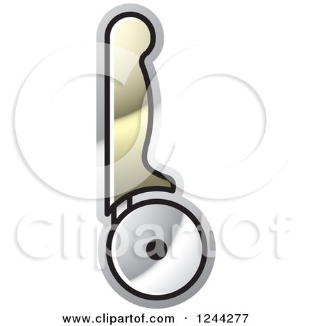 Clipart of a Gold Handled Pizza Cutter - Royalty Free Vector Illustration by Lal Perera