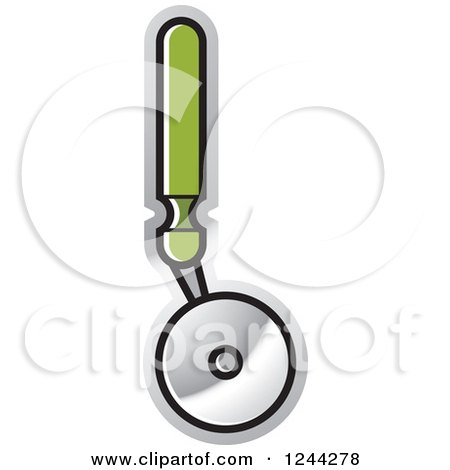 Clipart of a Green Handled Pizza Cutter - Royalty Free Vector Illustration by Lal Perera