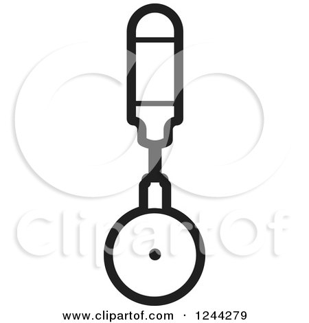 Clipart of a Black and White Pizza Cutter 3 - Royalty Free Vector Illustration by Lal Perera