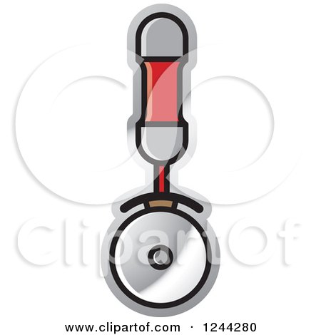 Clipart of a Red Handled Pizza Cutter - Royalty Free Vector Illustration by Lal Perera