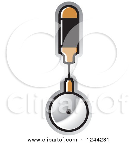 Clipart of a Brown Handled Pizza Cutter - Royalty Free Vector Illustration by Lal Perera