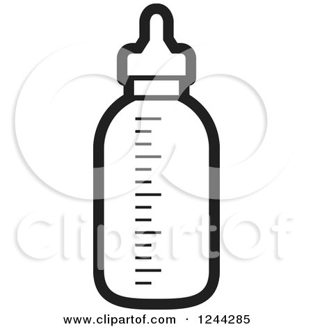 Clipart of a Black and White Baby Formula Bottle - Royalty Free Vector Illustration by Lal Perera