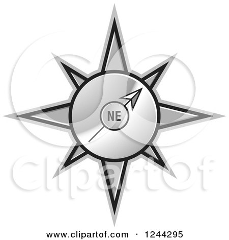 Clipart of a Gold Compass Pointing North East - Royalty Free Vector Illustration by Lal Perera