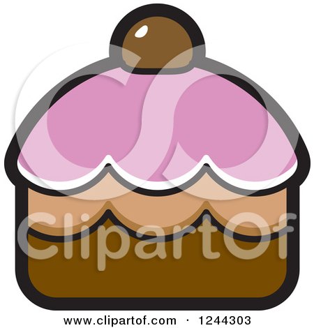 Clipart of a Brown and Purple Cupcake - Royalty Free Vector Illustration by Lal Perera