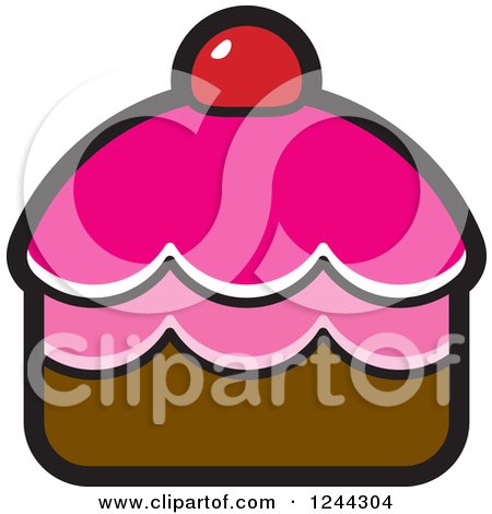 Clipart of a Brown and Pink Cupcake - Royalty Free Vector Illustration by Lal Perera