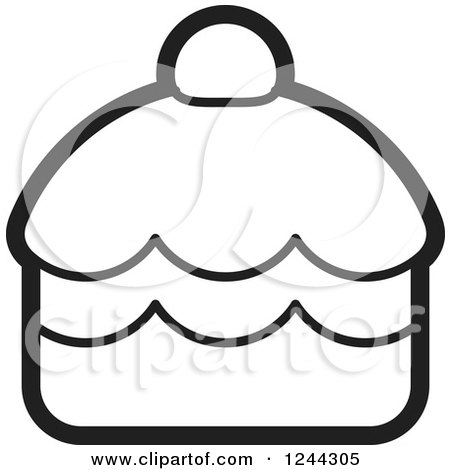 Clipart of a Black and White Cupcake - Royalty Free Vector Illustration by Lal Perera