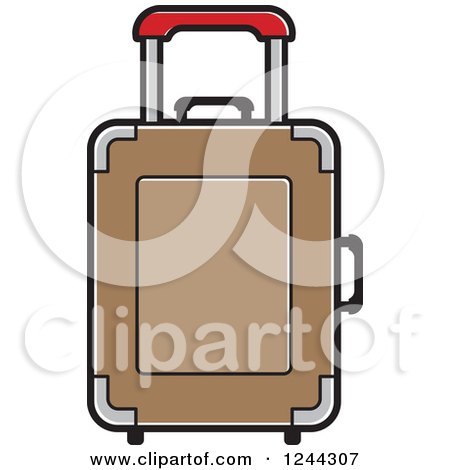 Clipart of a Brown Rolling Suitcase - Royalty Free Vector Illustration by Lal Perera