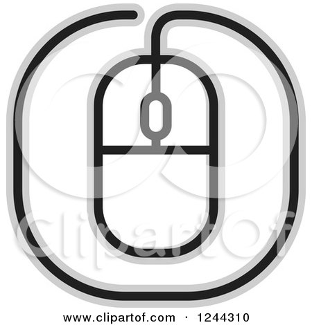 Clipart of a Black White and Gray Computer Mouse Icon - Royalty Free Vector Illustration by Lal Perera