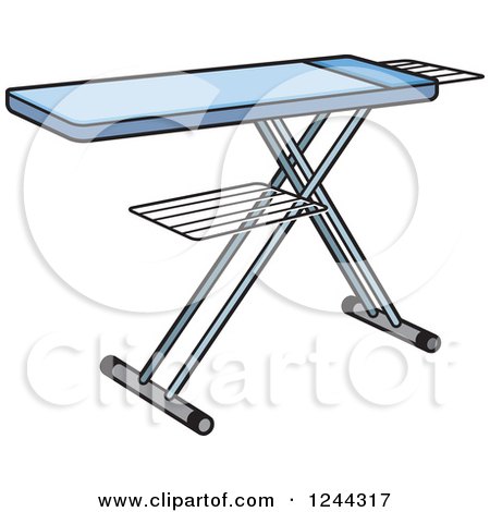 Clipart of a Blue Ironing Board - Royalty Free Vector Illustration by Lal Perera
