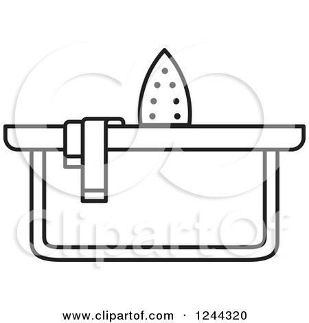 Clipart of a Black and White Ironing Board 2 - Royalty Free Vector Illustration by Lal Perera