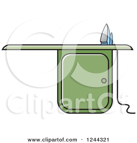 Clipart of a Green Ironing Board - Royalty Free Vector Illustration by Lal Perera