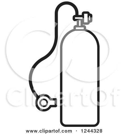 Clipart of a Black and White Diving Cylinder - Royalty Free Vector Illustration by Lal Perera