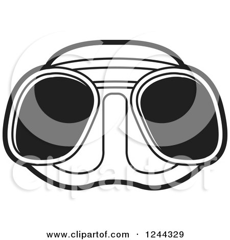Clipart of Black and White Diving Goggles - Royalty Free Vector Illustration by Lal Perera