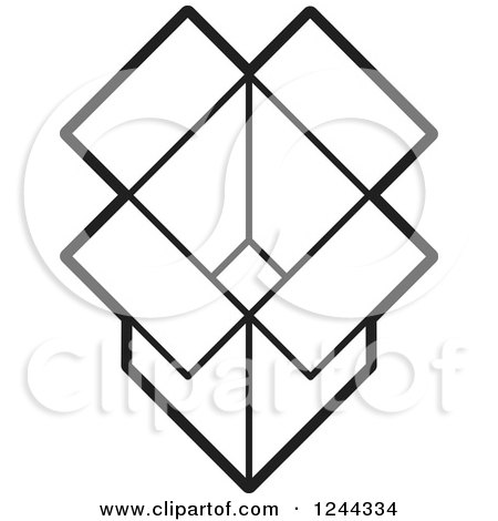 Clipart of a Black and White Open Cardboard Box - Royalty Free Vector Illustration by Lal Perera