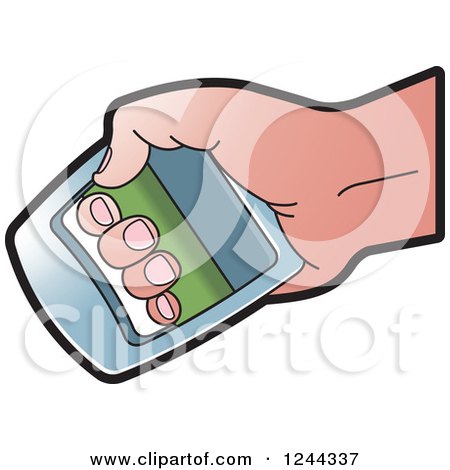 Clipart of a Hand Using a Power Squeezer - Royalty Free Vector Illustration by Lal Perera