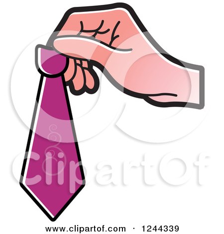 Clipart of a Hand Holding a Tie - Royalty Free Vector Illustration by Lal Perera