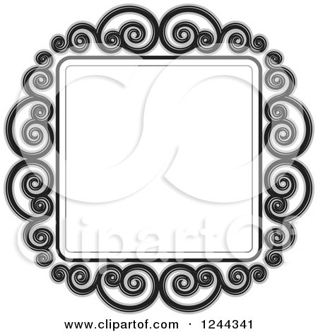 Clipart of a Black and Gray Swirl Frame Border - Royalty Free Vector Illustration by Lal Perera