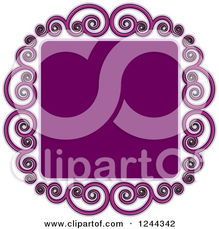 Clipart of a Purple Swirl Frame Border - Royalty Free Vector Illustration by Lal Perera
