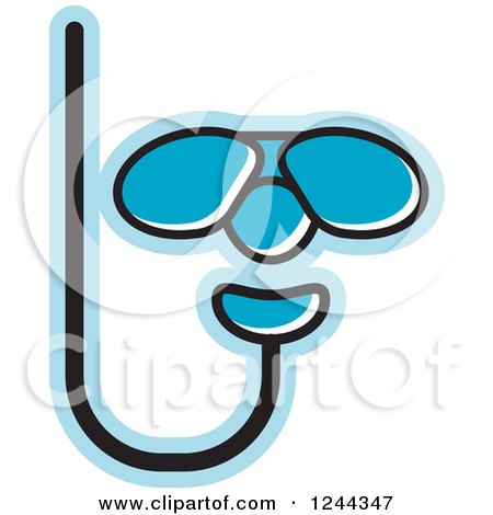 Clipart of Blue Diving Goggles and Snorkel - Royalty Free Vector Illustration by Lal Perera