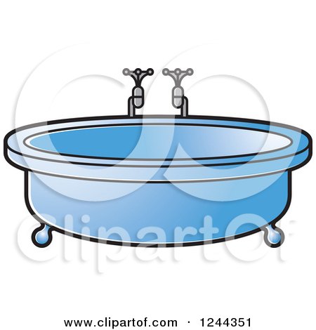 Clipart of a Blue Round Bath Tub - Royalty Free Vector Illustration by Lal Perera