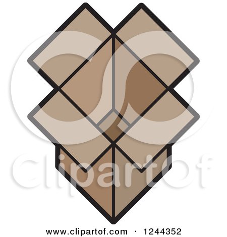 Clipart of a Brown Open Cardboard Box - Royalty Free Vector Illustration by Lal Perera