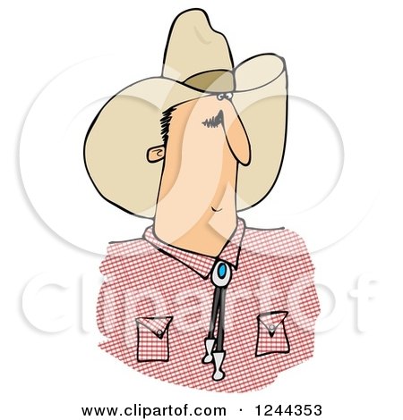Clipart of a Cowboy Man in a Plaid Shirt - Royalty Free Illustration by djart
