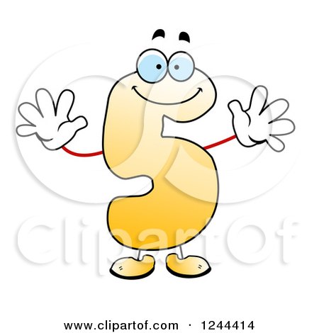 Clipart of a Happy Cartoon Number Five - Royalty Free Vector Illustration by vectorace
