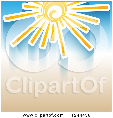 Clipart of a Summer Sun and Shadows over Gradient - Royalty Free Vector Illustration by KJ Pargeter