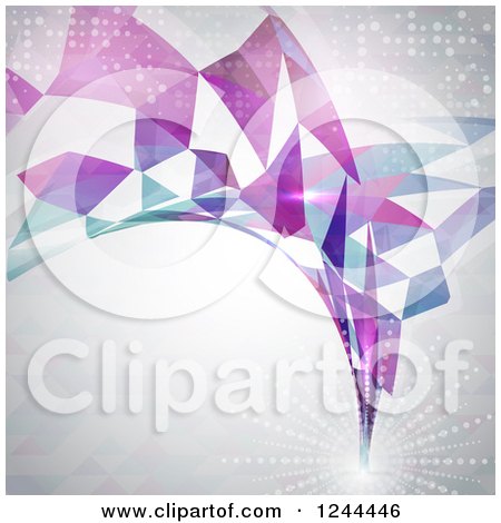 Clipart of a Geometric Swoosh and Flare on Gray - Royalty Free Vector Illustration by KJ Pargeter