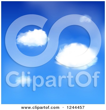 Clipart of a Background of Blue Sky and Puffy White Clouds - Royalty Free Vector Illustration by elaineitalia