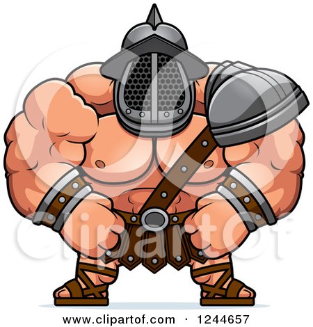 Clipart of a Brute Muscular Gladiator Man - Royalty Free Vector Illustration by Cory Thoman