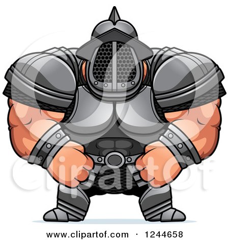 Clipart of a Brute Muscular Gladiator Man in Armor - Royalty Free Vector Illustration by Cory Thoman