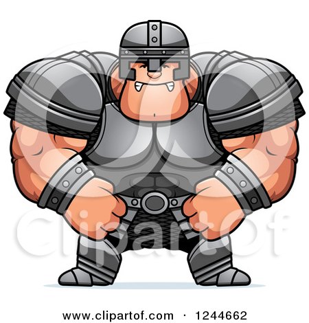 Clipart of a Mad Brute Muscular Warrior Man - Royalty Free Vector Illustration by Cory Thoman