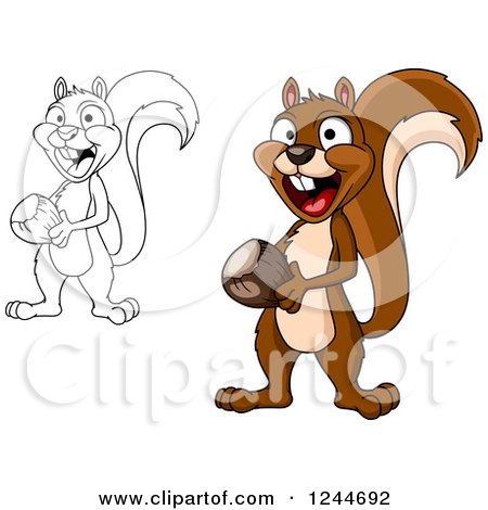 Clipart of Squirrels with an Acorns - Royalty Free Vector Illustration by Vector Tradition SM