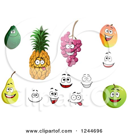 Clipart of Happy Fruit Characters - Royalty Free Vector Illustration by Vector Tradition SM