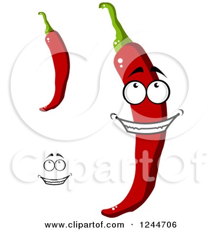 Clipart of a Happy Chili Pepper Character - Royalty Free Vector Illustration by Vector Tradition SM