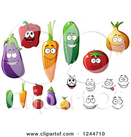 Clipart of Happy Vegetable Characters - Royalty Free Vector Illustration by Vector Tradition SM