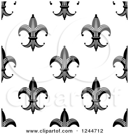 Clipart of a Seamless Black and White Fleur De Lis Background Pattern 9 - Royalty Free Vector Illustration by Vector Tradition SM