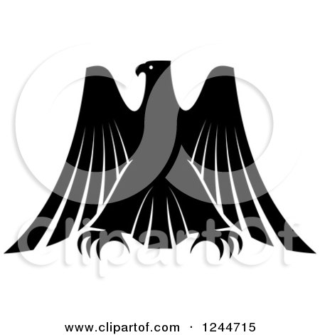 Clipart of a Black and White Heraldic Eagle 14 - Royalty Free Vector Illustration by Vector Tradition SM