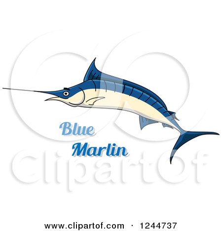 Clipart of a Blue Marlin Fish with Text - Royalty Free Vector Illustration by Vector Tradition SM