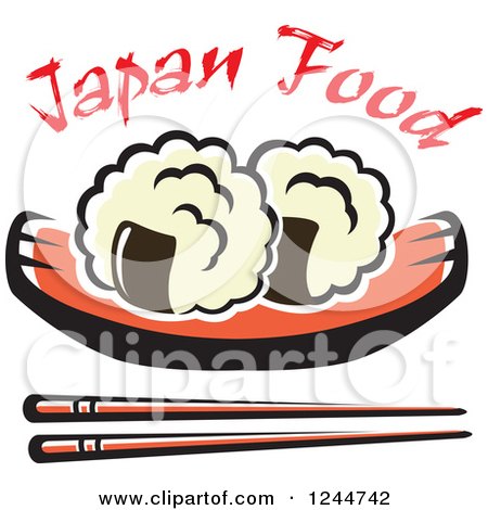 Clipart of Chopsticks Sushi and Text - Royalty Free Vector Illustration by Vector Tradition SM