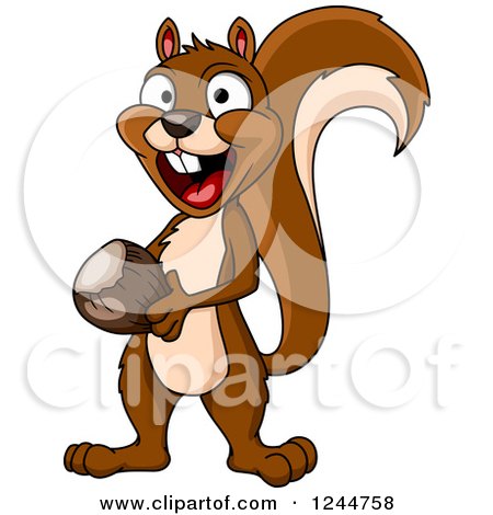 Clipart of a Happy Squirrel with an Acorn - Royalty Free Vector Illustration by Vector Tradition SM