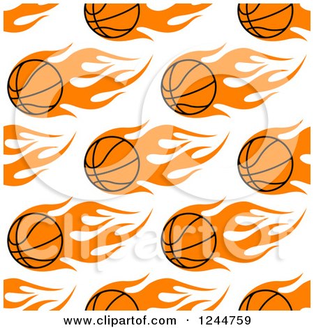 Clipart of a Seamless Pattern Background of Flaming Basketballs - Royalty Free Vector Illustration by Vector Tradition SM