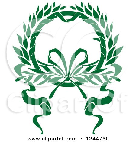 Clipart of a Green Wreath with a Ribbon - Royalty Free Vector Illustration by Vector Tradition SM