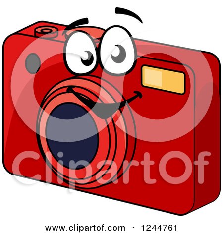 Clipart of a Happy Red Camera - Royalty Free Vector Illustration by Vector Tradition SM